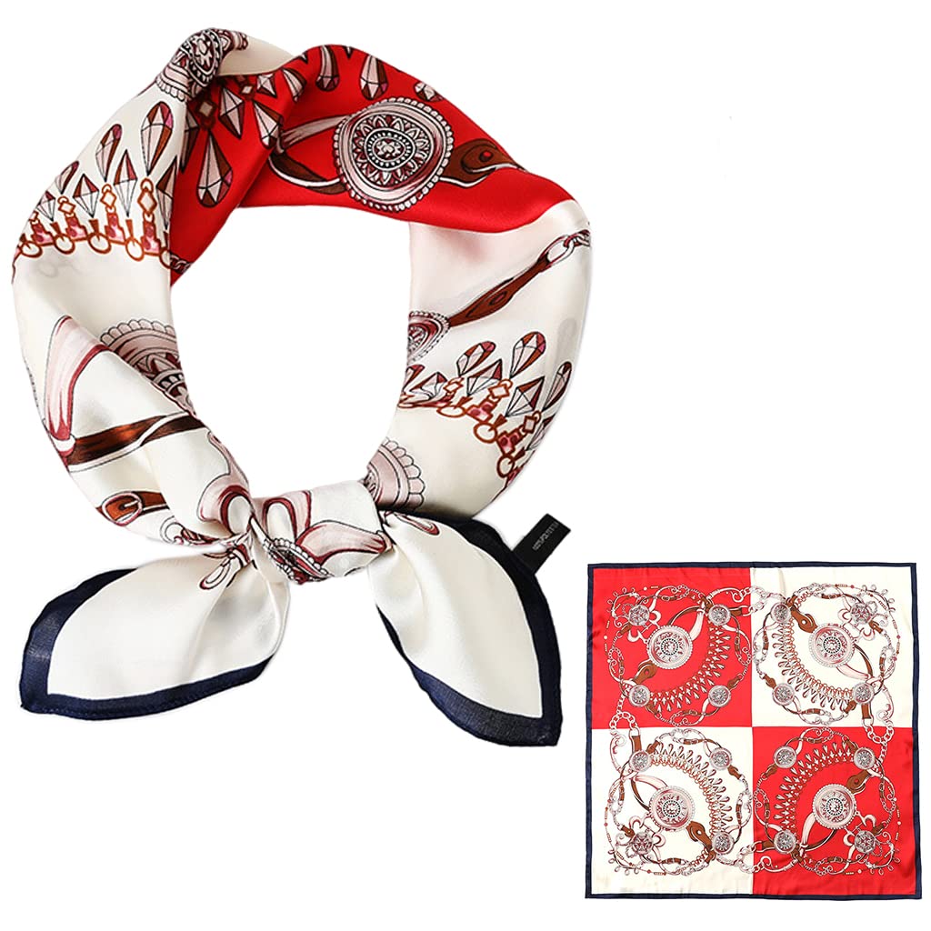 PALAY Women Satin Square Scarf Comfy Silk Feeling Scarf for Women Medium Square Satin Square Silk Scarf, 23 × 23 inches (Red) PALAY Women Satin Square Scarf Comfy Silk Feeling Scarf for Women Medium Square Satin Square Silk Scarf, 23 × 23 inches (Red)